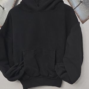 Unisex Black Hoodie Sweater Double Layered